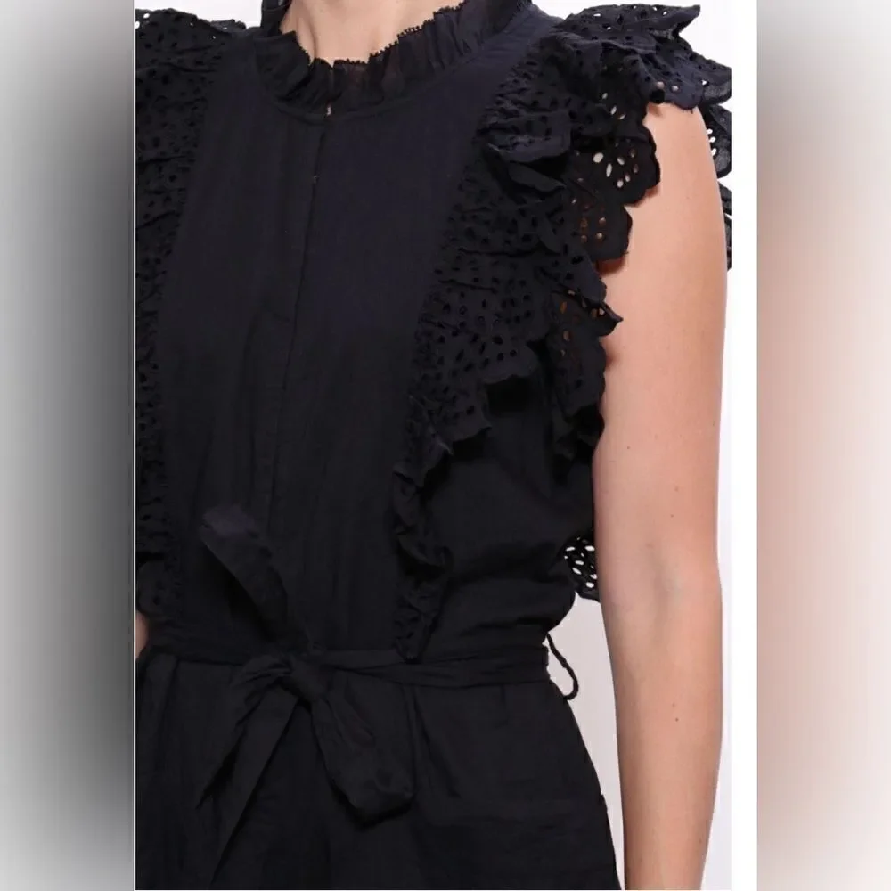 Apiece Apart Limon Eyelet Jumpsuit Black Size 4